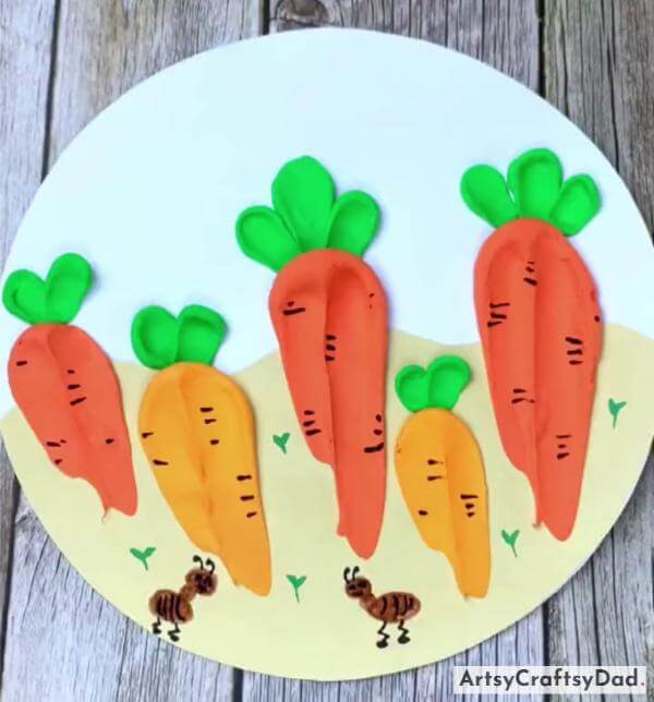 Vibrant Carrots & Ants Clay Craft Idea for Kids 