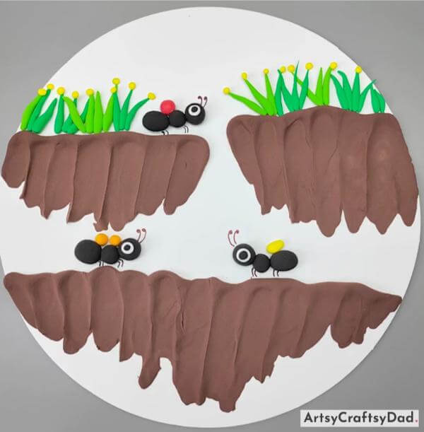 Working Ants Scenery Clay Craft Idea for Kids