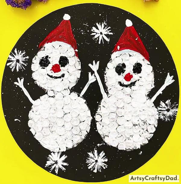 DIY Bubble Snowman Craft For Kindergarten