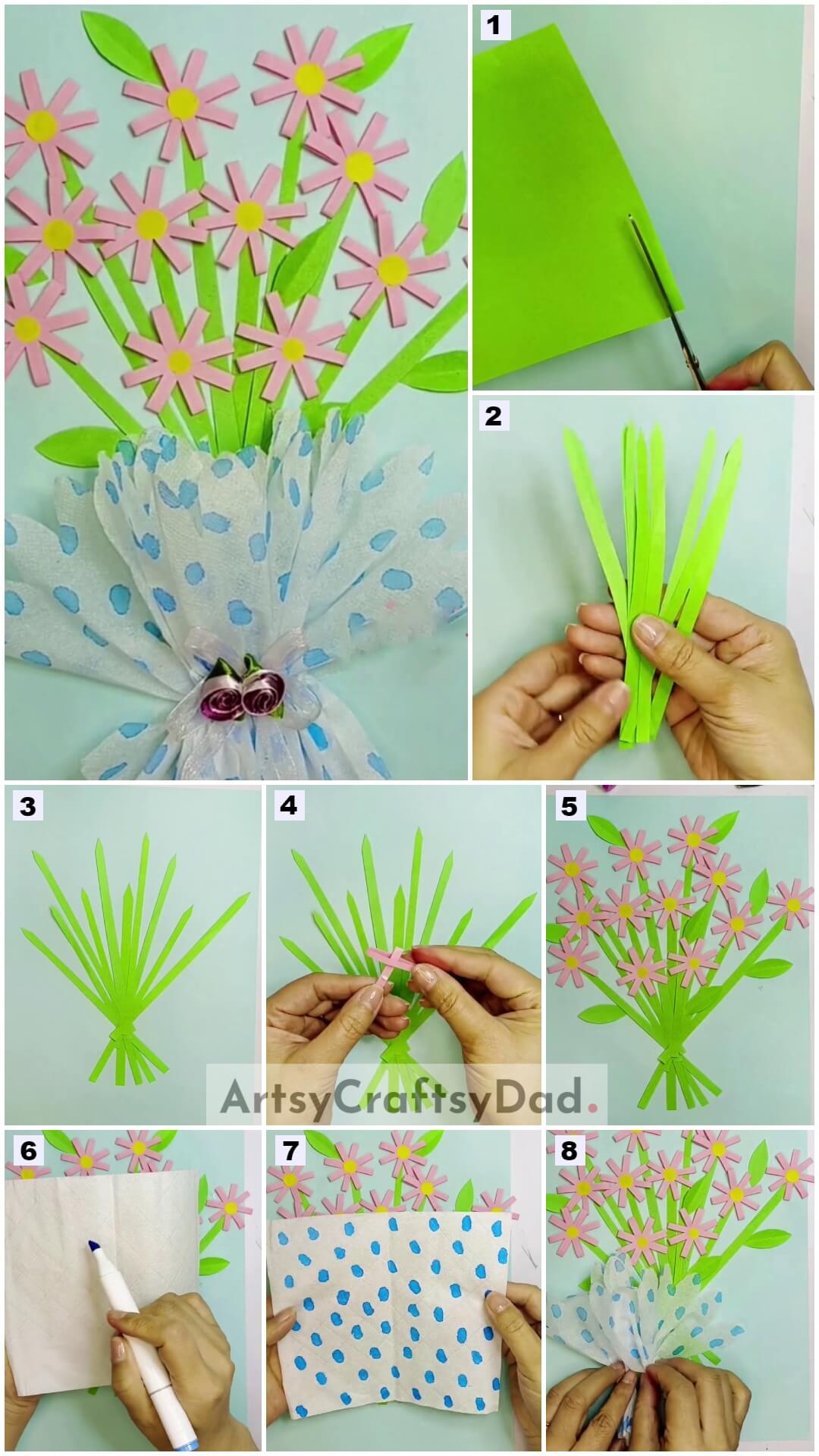 Amazing Paper & Tissue Bouquet Craft Tutorial For Kids