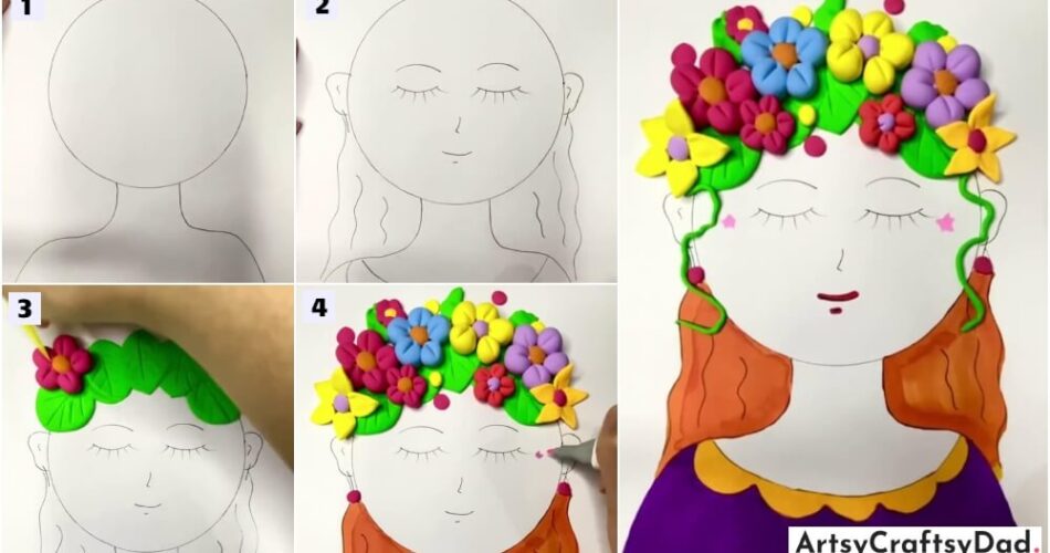 Beautiful Clay Flowers On Doll Head Artwork Tutorial