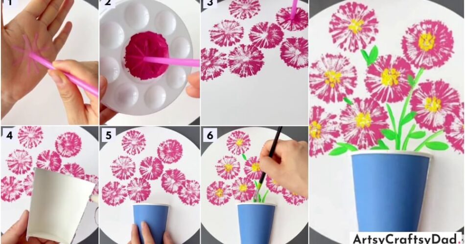 Beautiful Flowers Stamp Painting Art Tutorial For Kids
