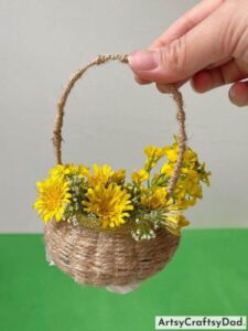 Beautiful Jute Flower Basket Craft for Children