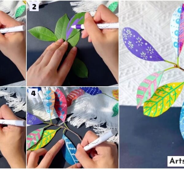 Multicolored Leaves & Clay Plant Pot Step By Step Tutorial