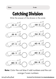 Catching Cat Division Worksheet