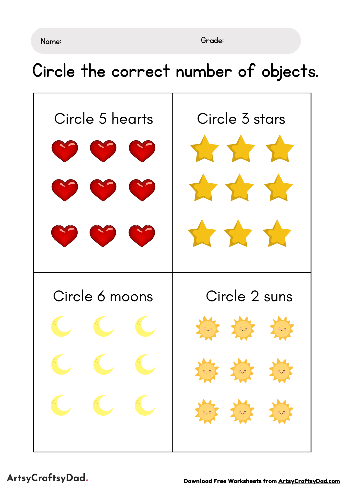 Circle the Objects Worksheet for Kids