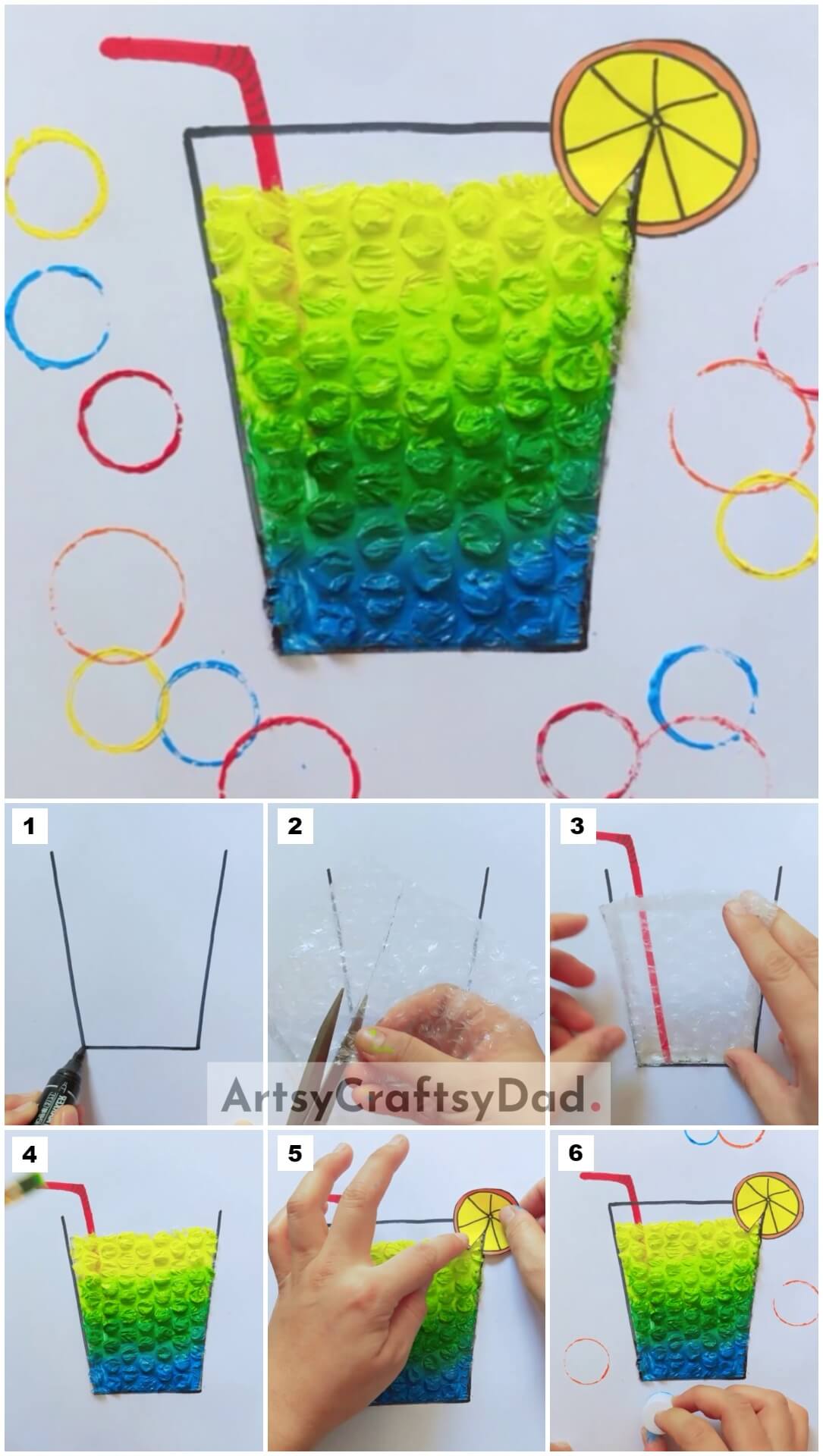  Colorful bubble wrap drawing craft Tutorial For Kids