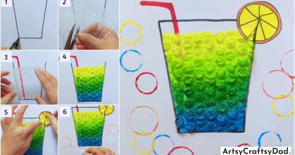 Colorful bubble wrap drawing craft Tutorial For Kids