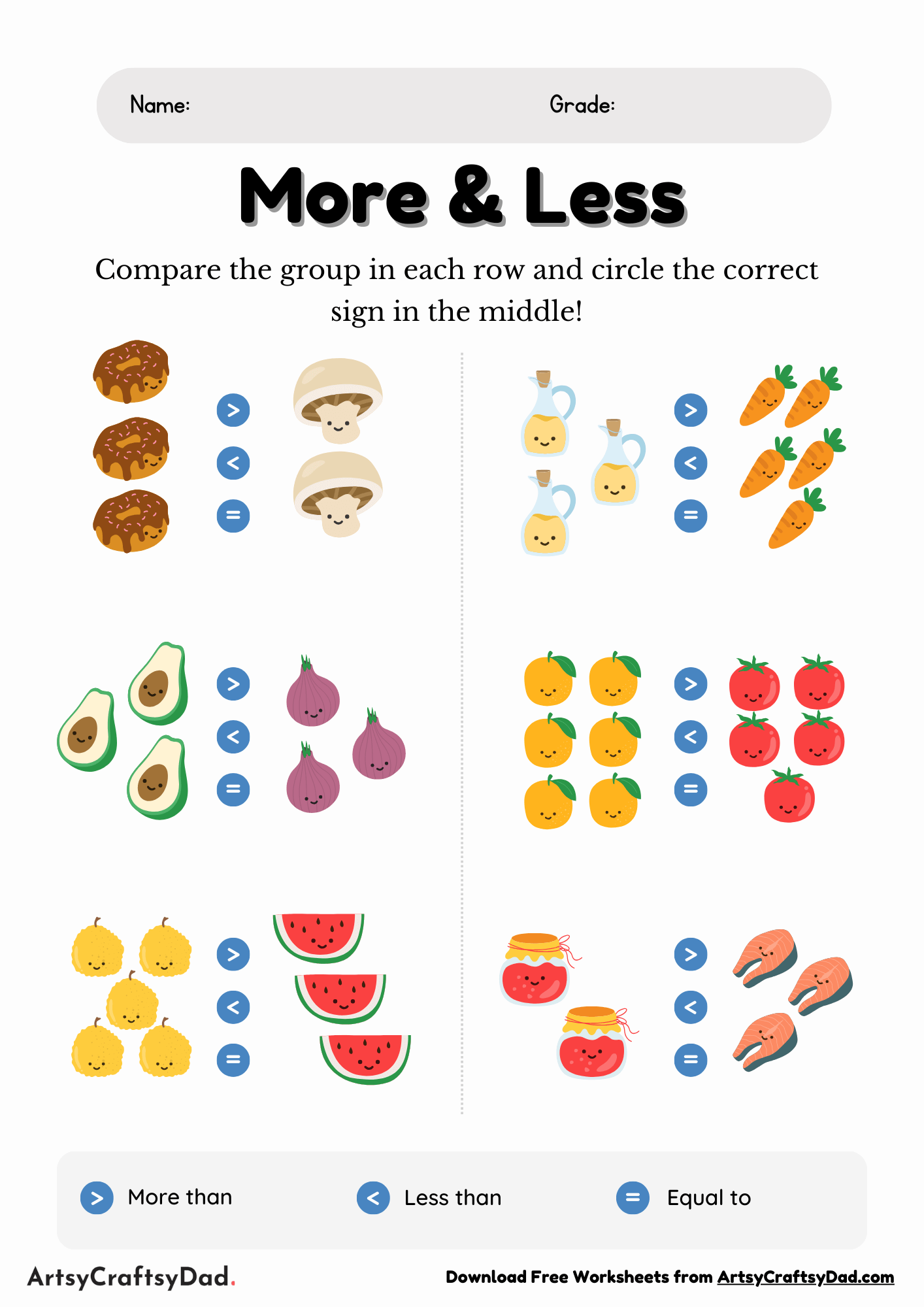 Animal Number Comparing Worksheets