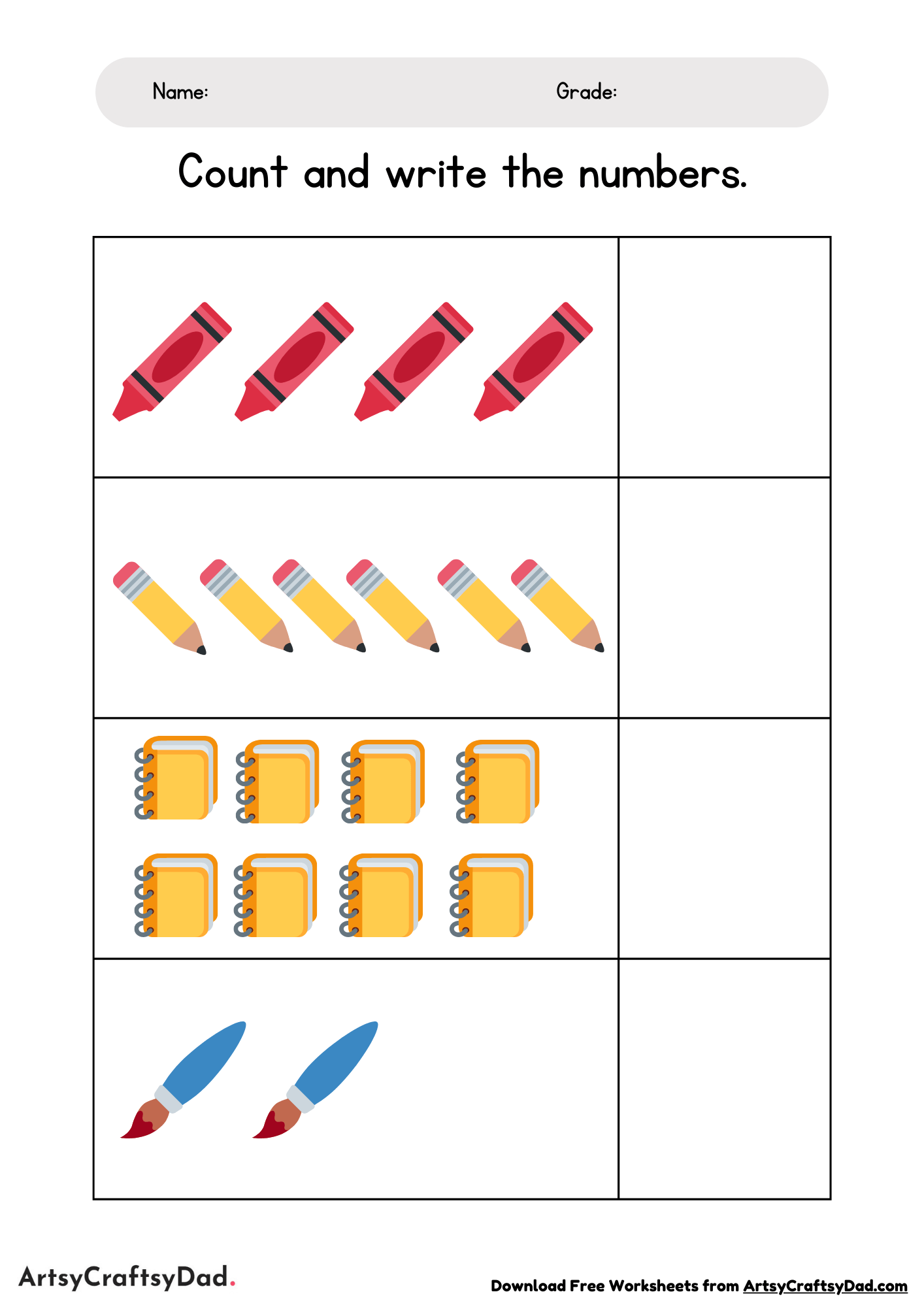 Count and Write the Numbers Worksheet