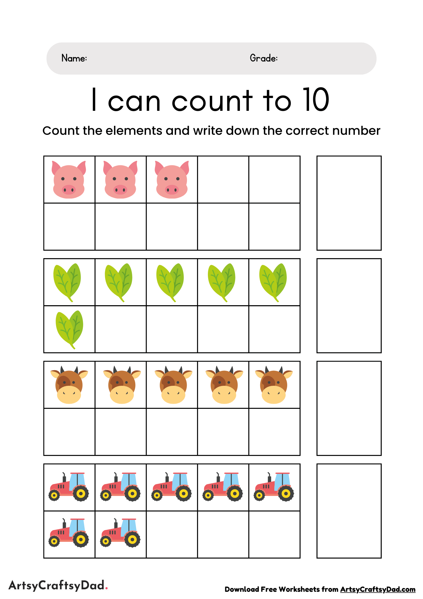 Count the Objects and Write the Number Worksheet