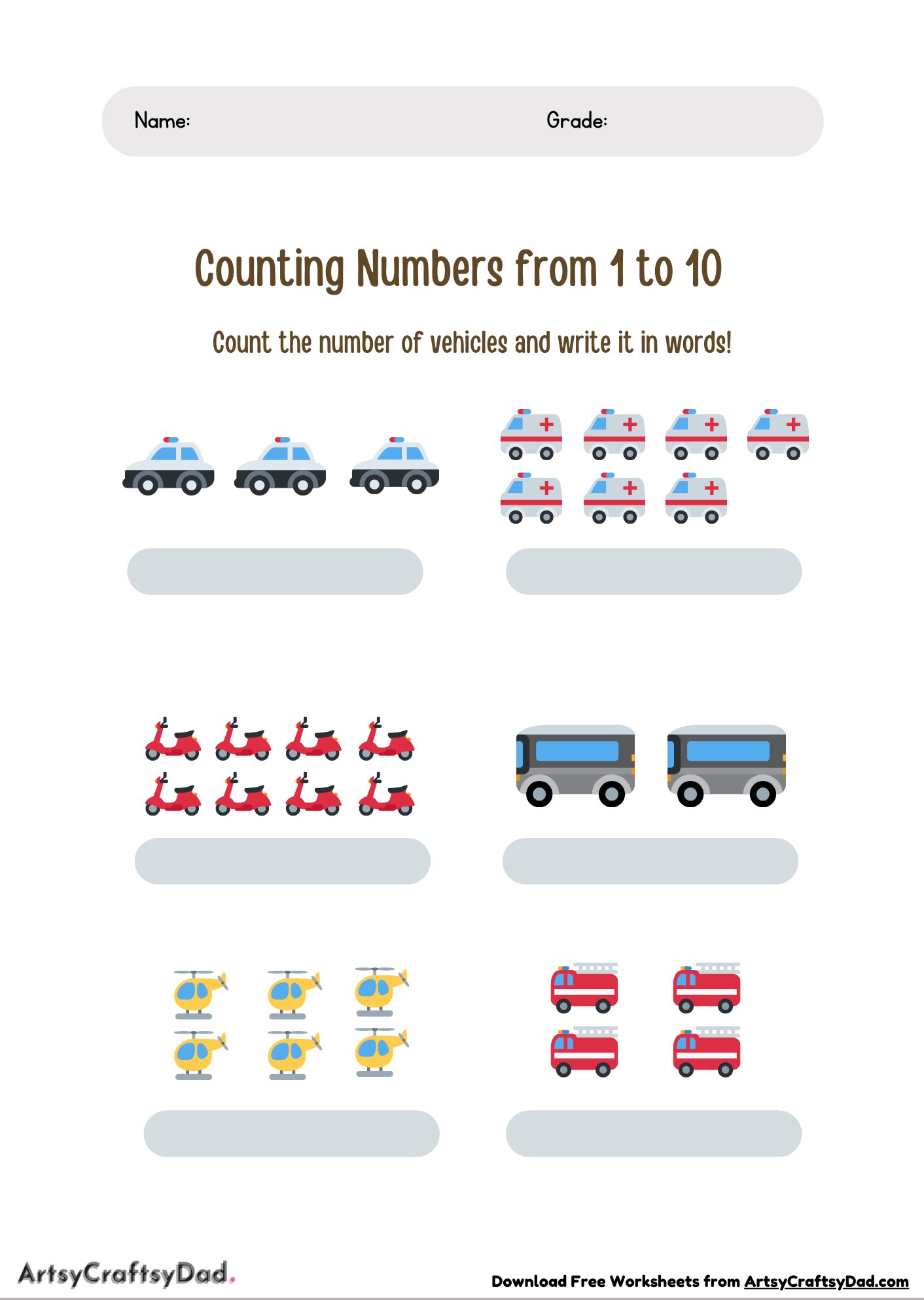 Counting Numbers Activity Worksheet