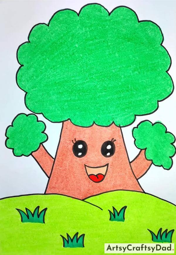 Creative Big Tree Face Drawing For Kids