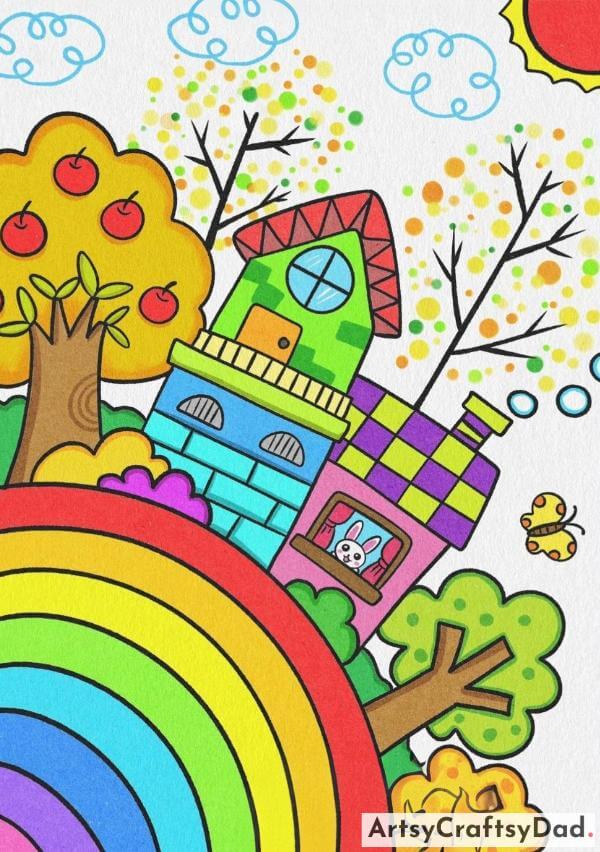 Creativity Rainbow Castle Drawing Activities For Kids
