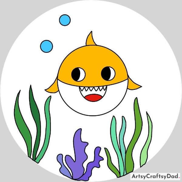 Cute Baby Shark Face Drawing For Kids