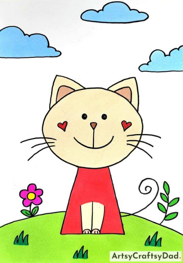 Cute Cat Drawing Art Ideas For Kindergarten