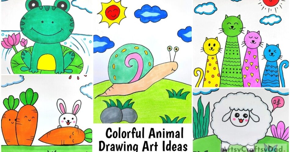DIY Colorful Animal Drawing Art Ideas for kids
