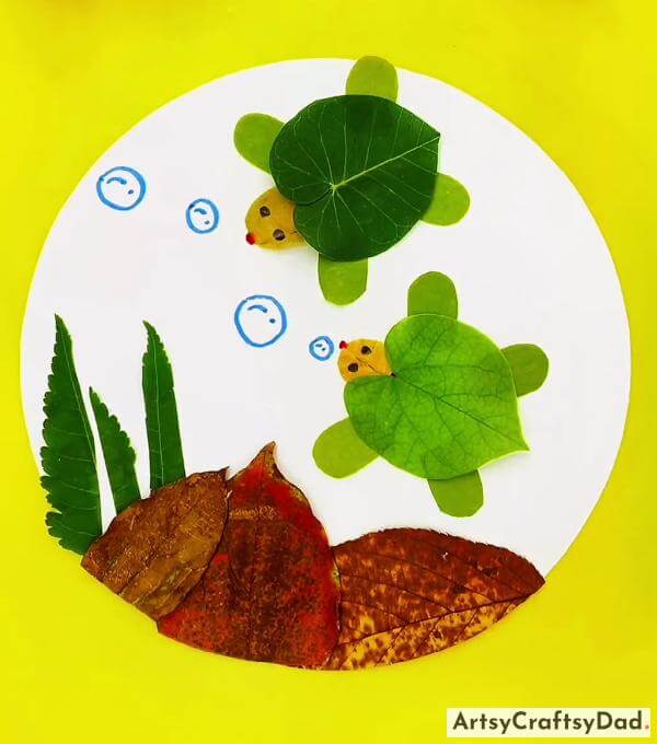 DIY Leaf Water in Turtle Craft Ideas for Kids 