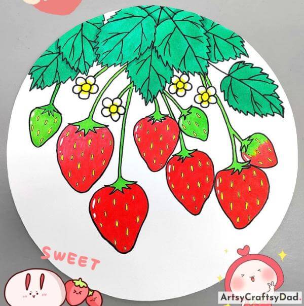 Diy Strawberry Drawing Art For Toddler 