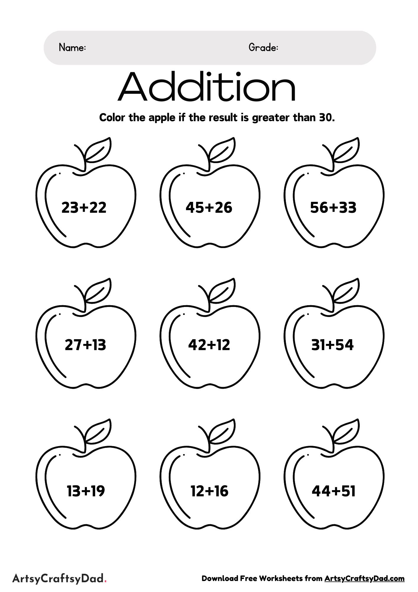 Double Digit Addition Worksheet