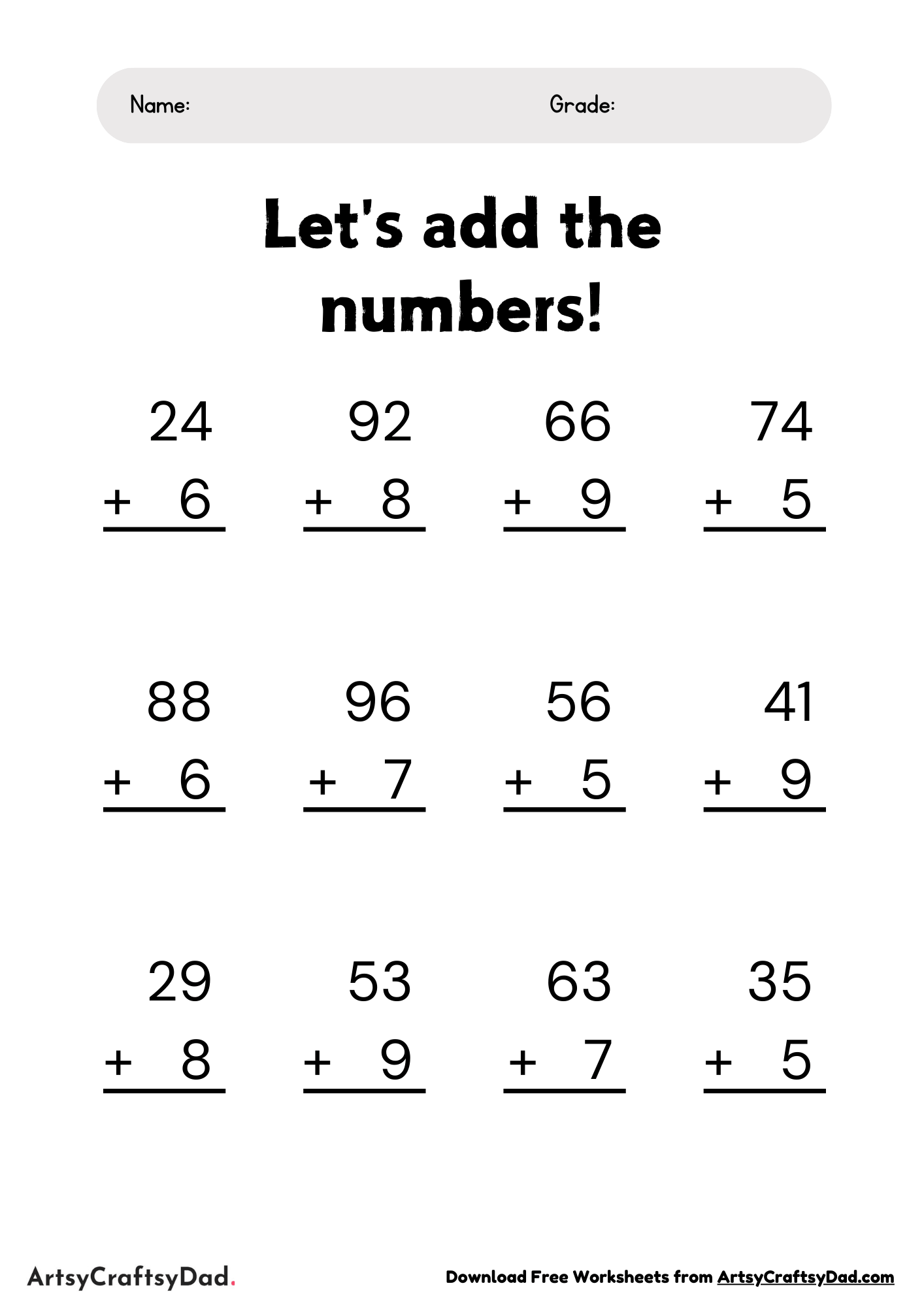 Easy Addition Worksheet for Kids