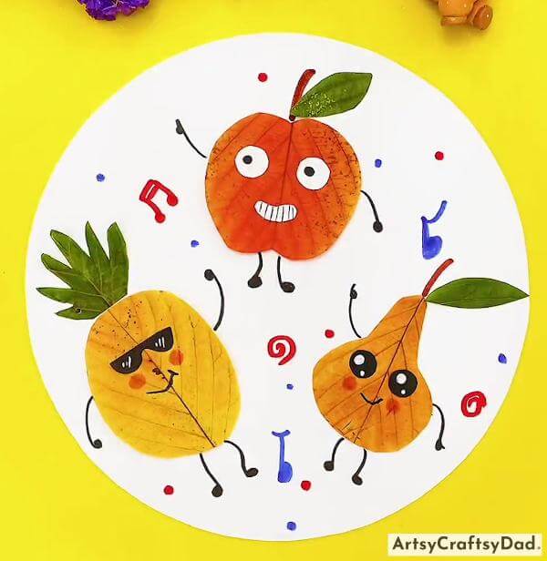 Easy Fall Leaves Fruit Face Craft for Kids 
