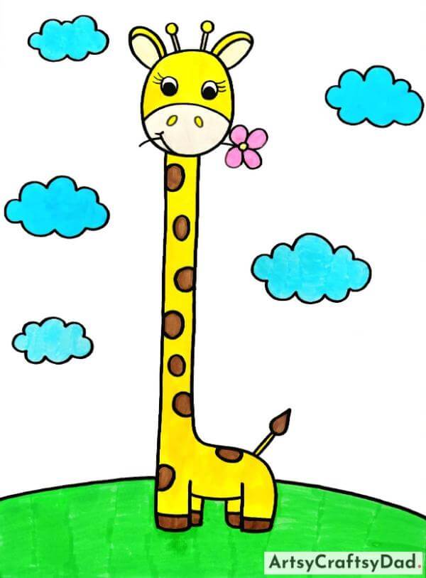 Easy Giraffe Drawing Art Ideas For Preschoolers