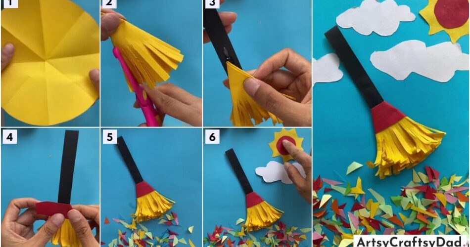 Easy Paper Broom And Sun Craft Tutorial For Kids