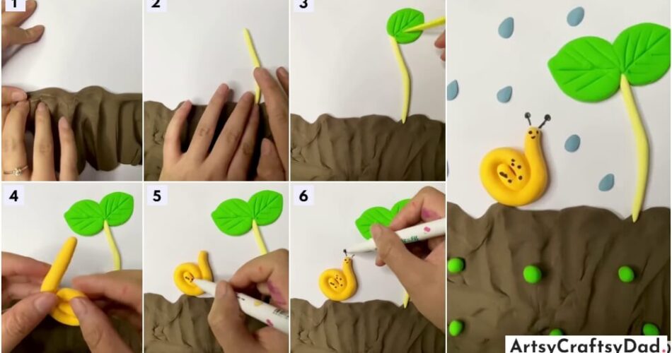 Easy Snail & Plant Clay Craft Tutorial For Kids