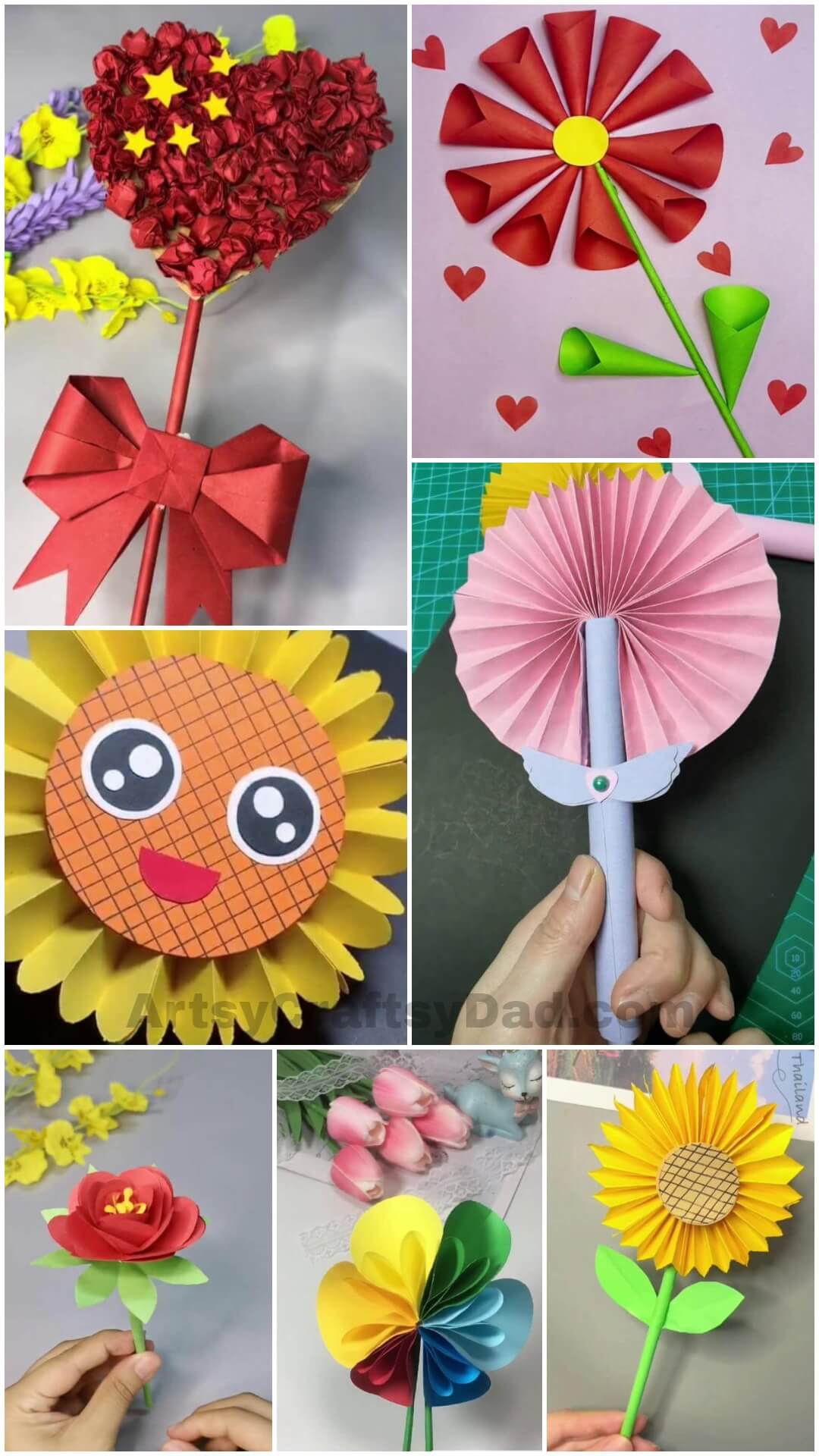 Easy to Make Paper Flowers Craft Ideas for Children