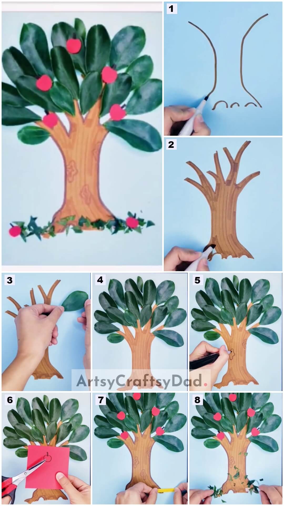 Glowing Tree Leaves Craft Step By Step Tutorial For Kids