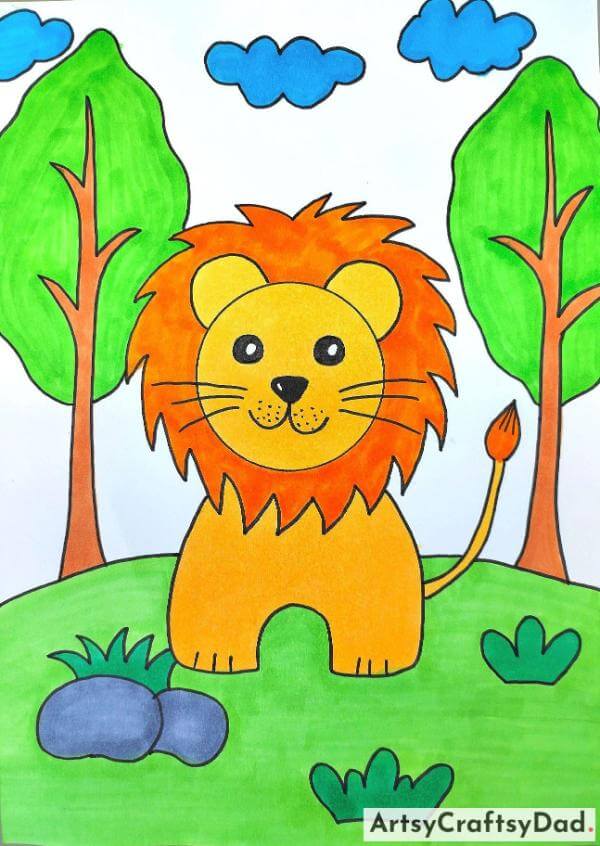 Handmade Lion Drawing Activities For Kids 