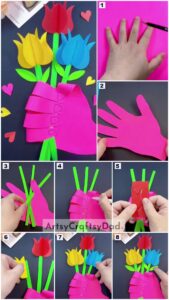 Handprint Paper Flower Bouquet Craft Tutorial