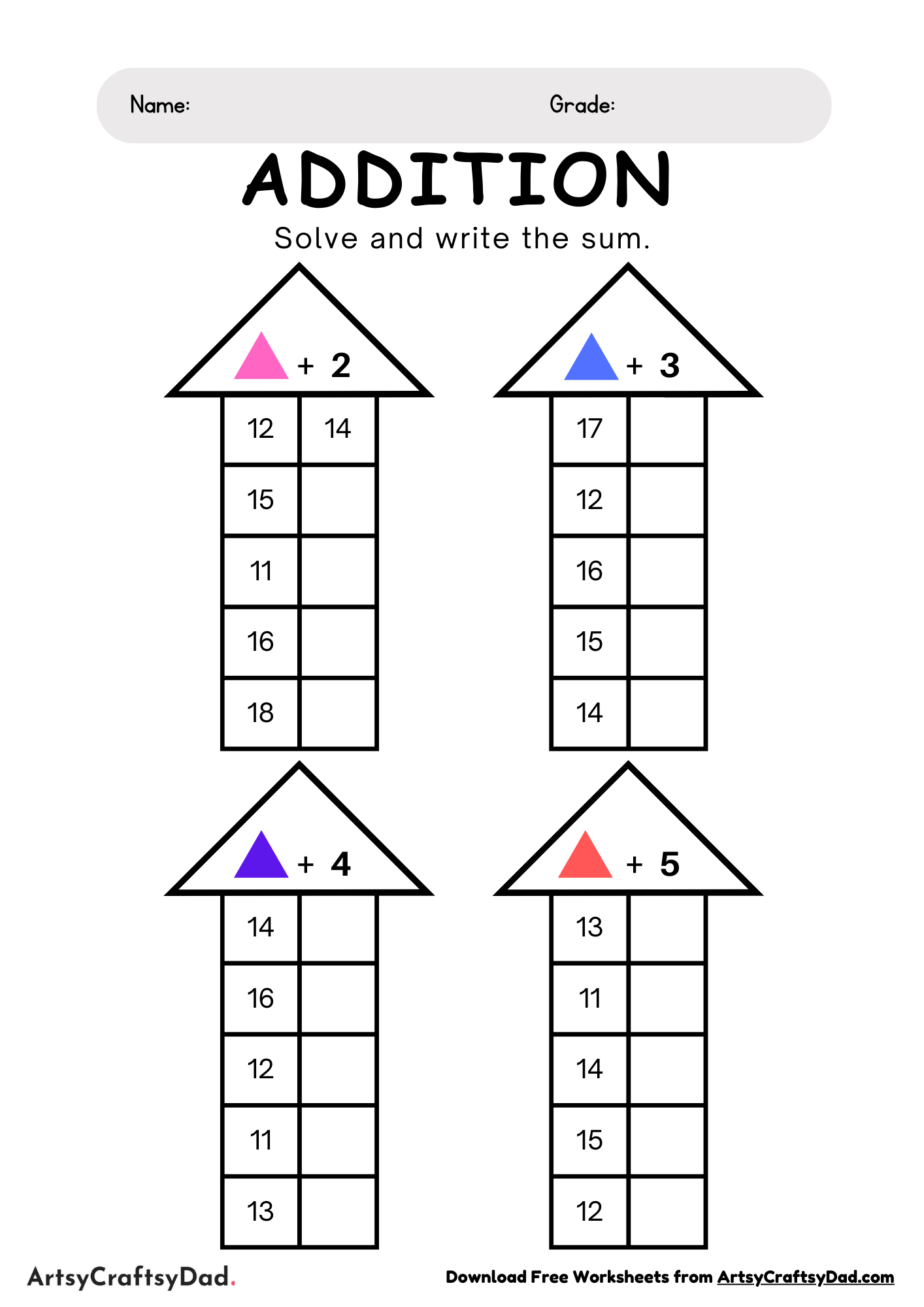 Learn Addition to 20 Worksheet
