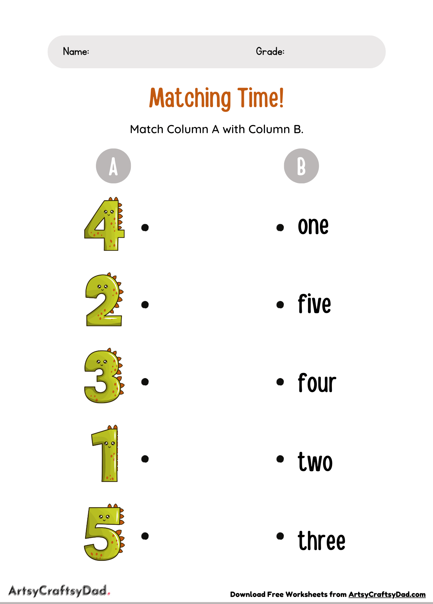 Matching Numbers Mathematics Worksheet