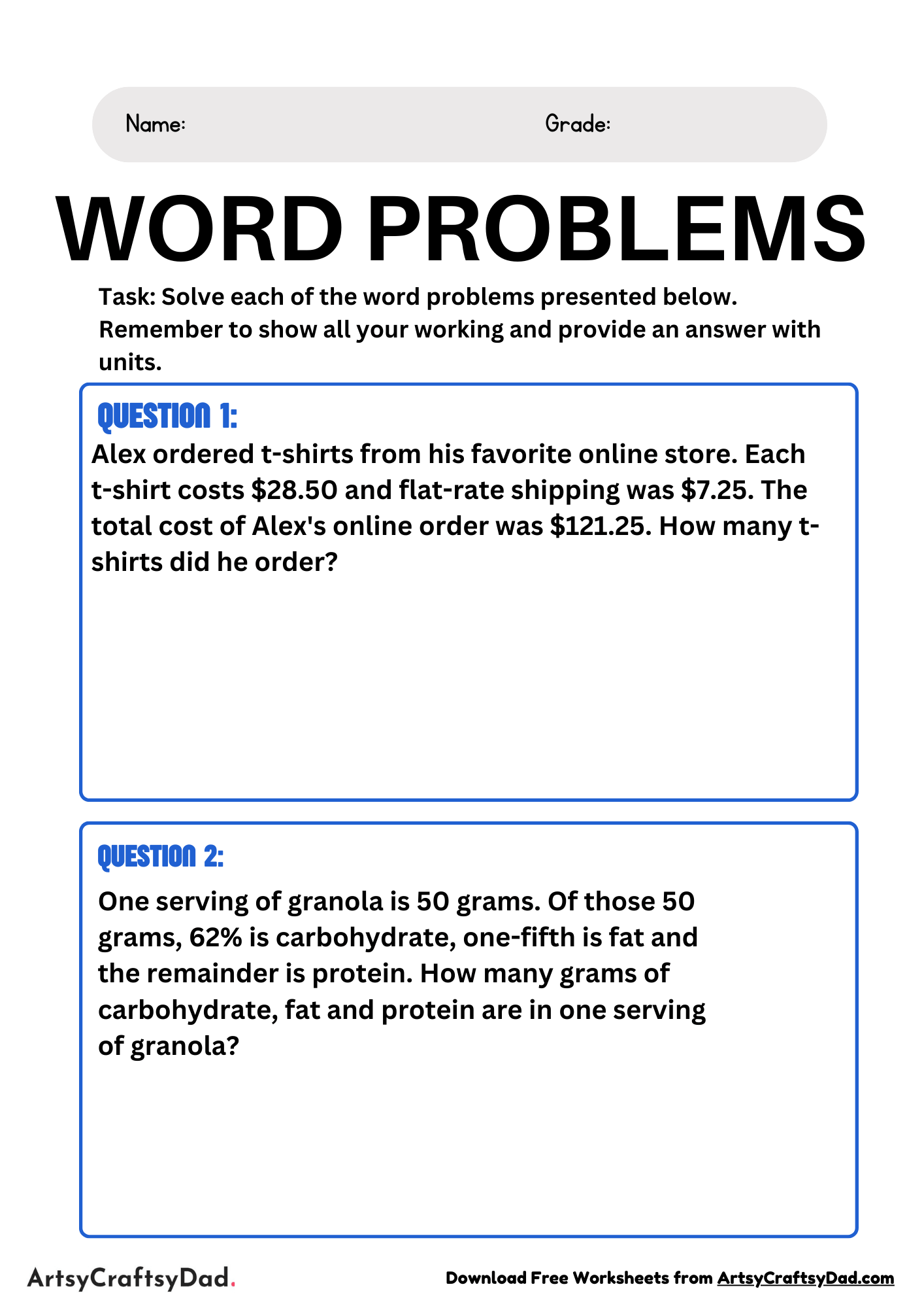 Multi Step Word Problems Worksheet