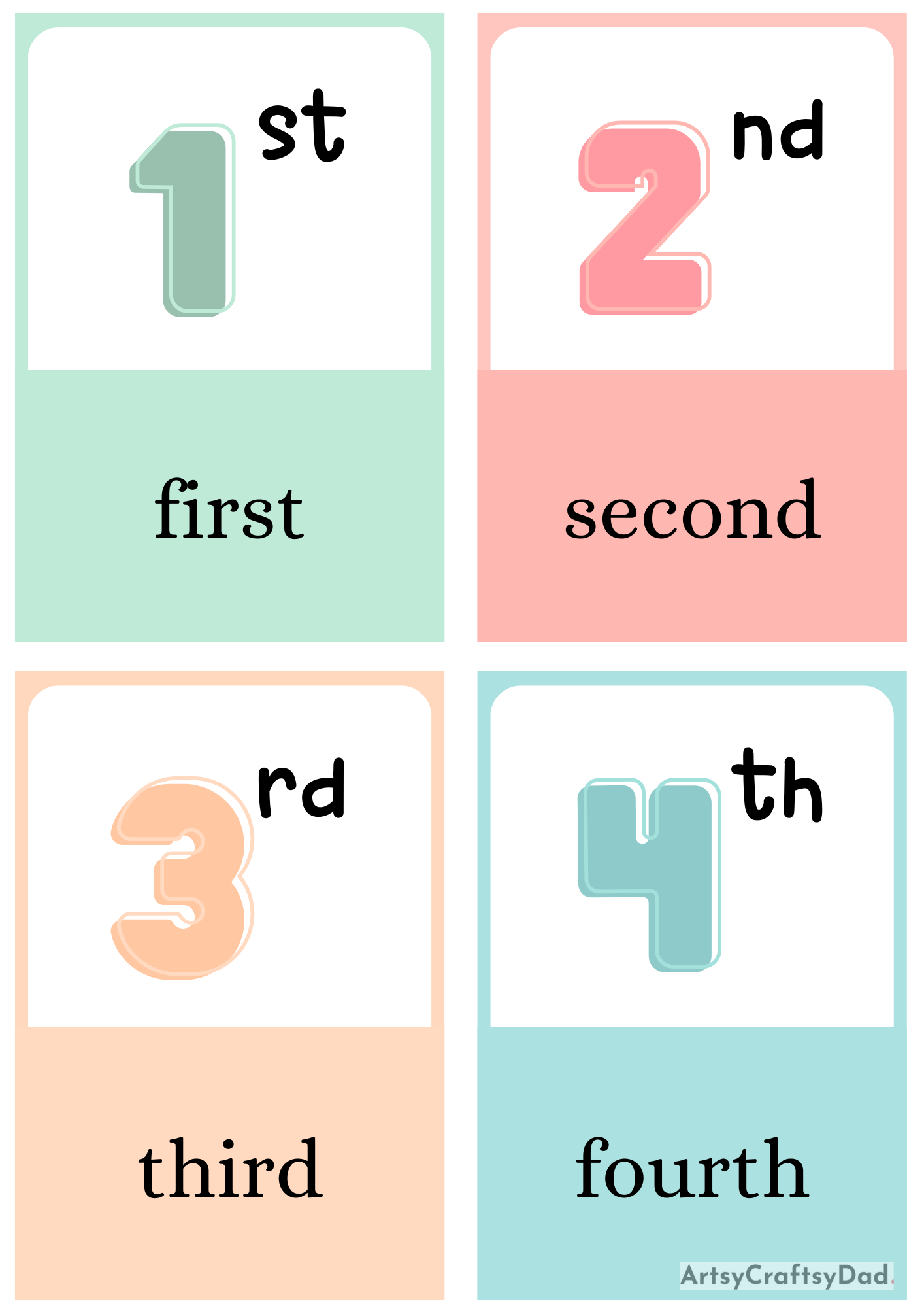 Count & Color The Right Ordinal Number On School Items