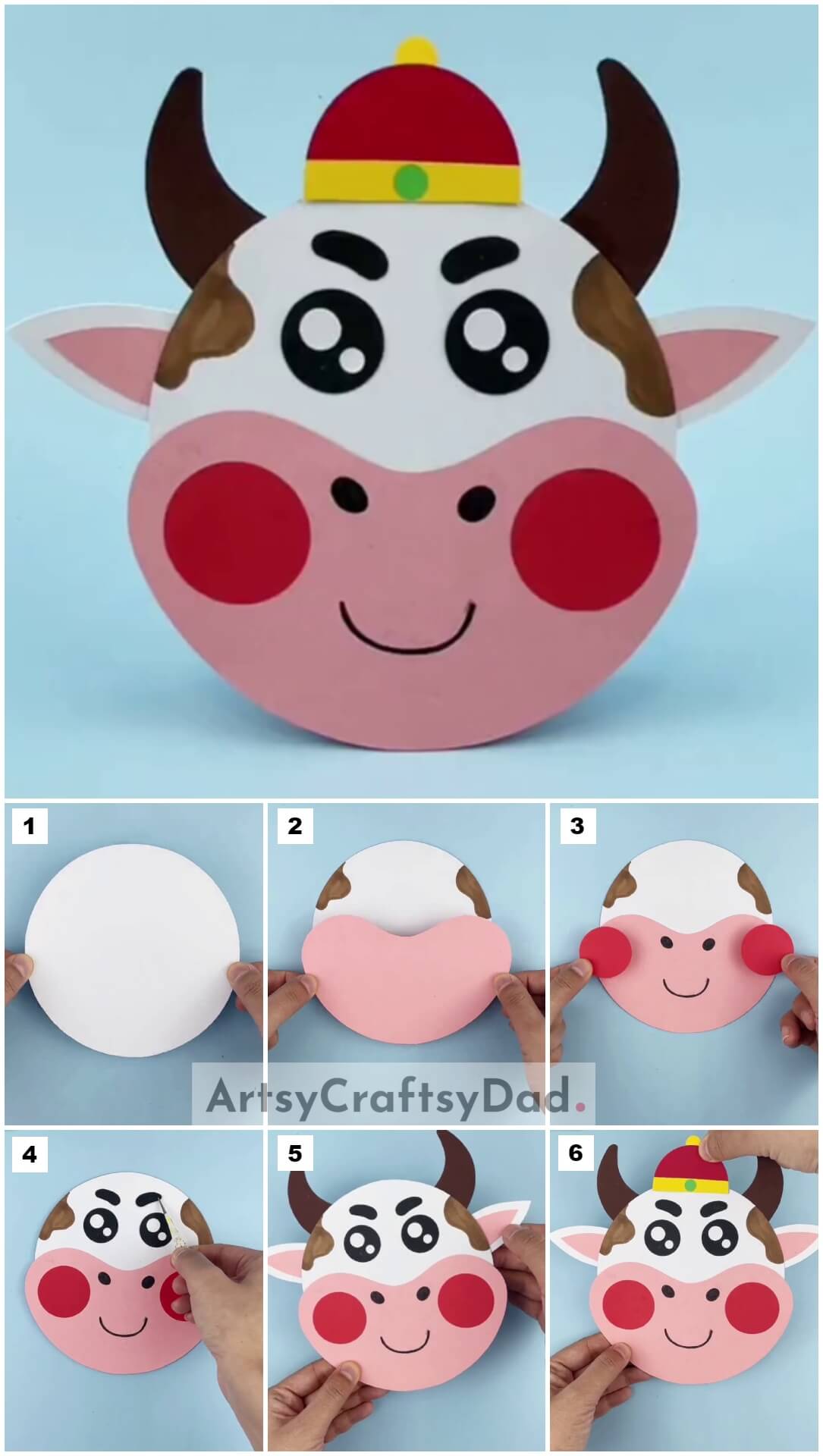Paper Cow Face Craft Step By Step Tutorial For Kids