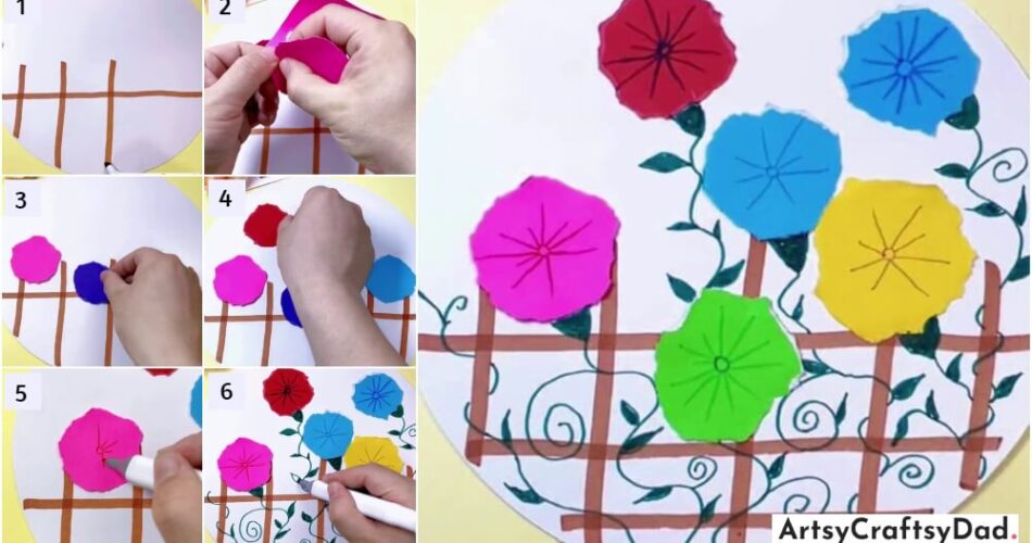 Paper Flower In Garden: Art And Craft Tutorial