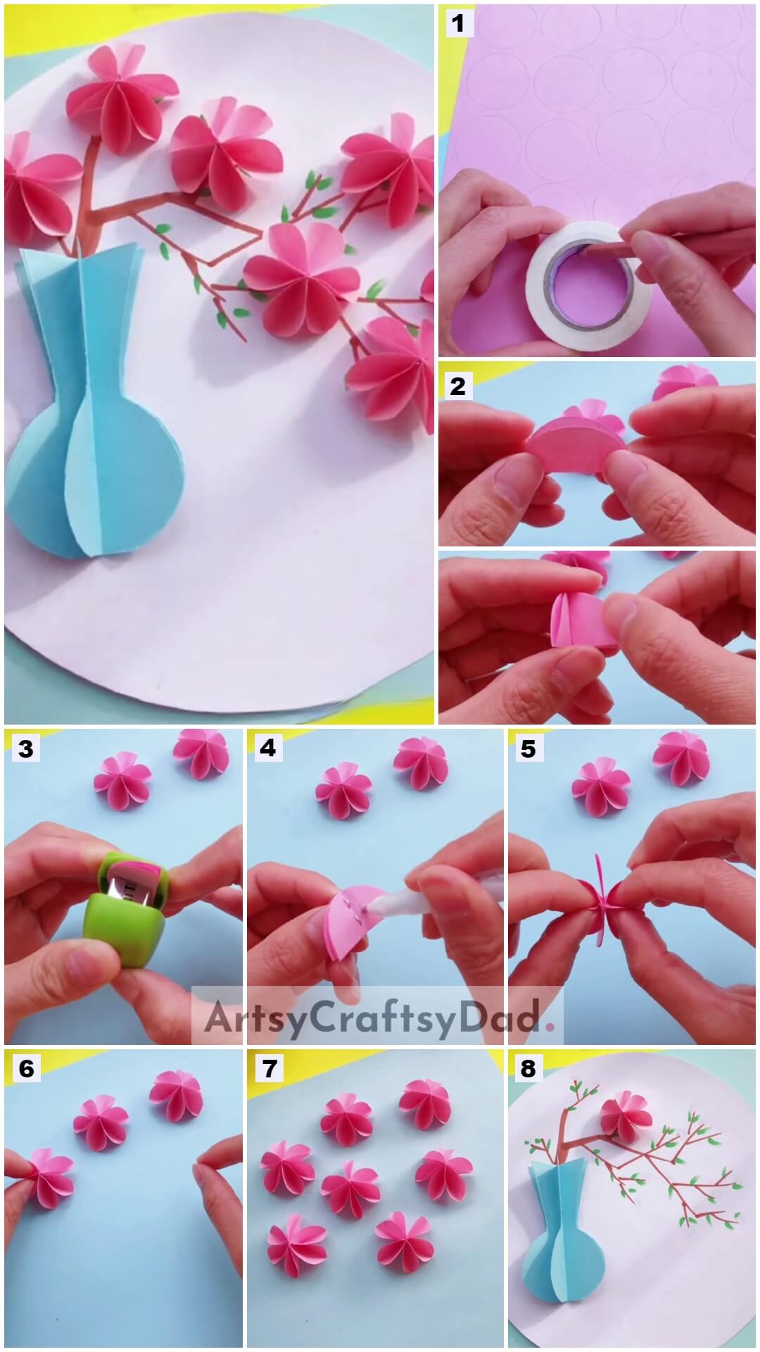 3D Paper Flower Pot Artwork For Little Ones