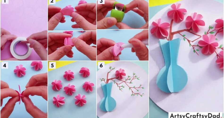 3D Paper Flower Pot Artwork For Little Ones