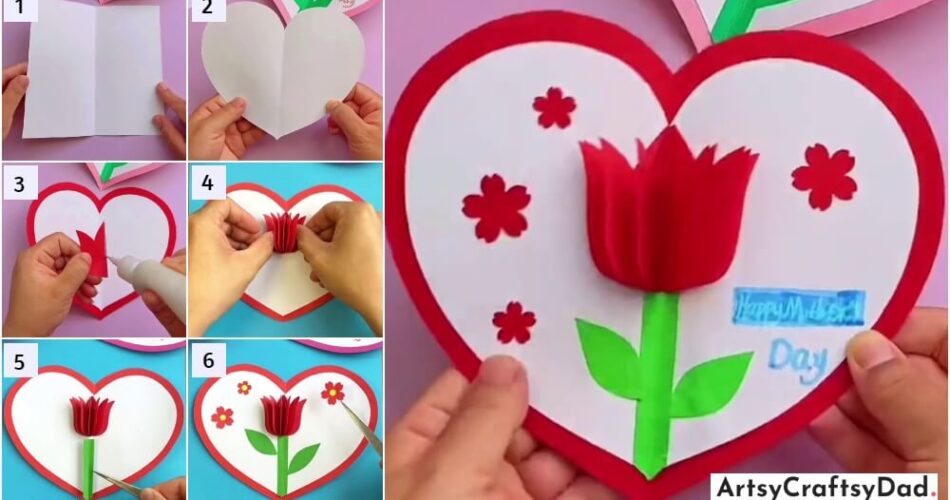 Paper Tulip In A Heart: Paper Craft Tutorial