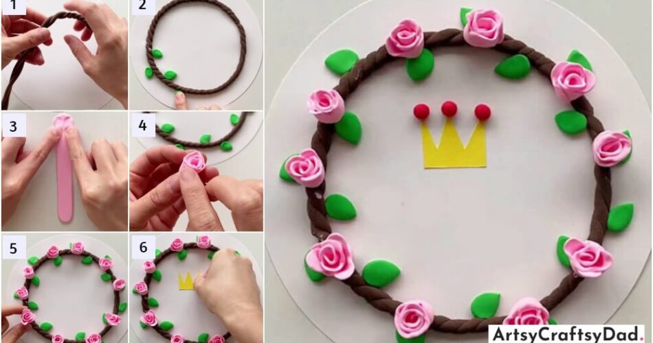 Round Shape Rope On Clay Flowers Craft Tutorial