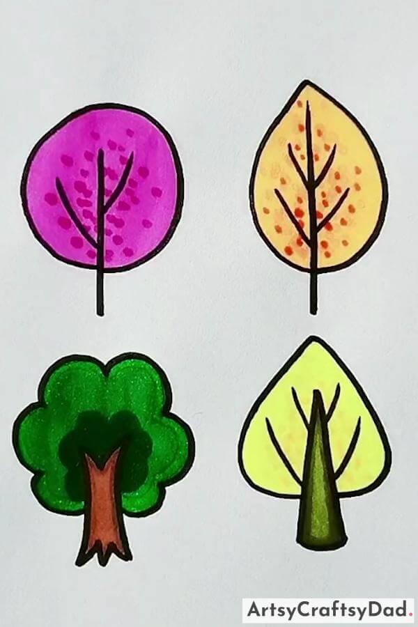 Set Of Autumn Doddles Leaves In Bright 