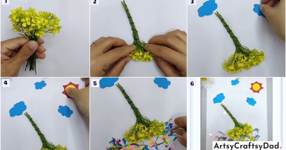Simple To Make Broom Scenery Craft Tutorial Using Flowers
