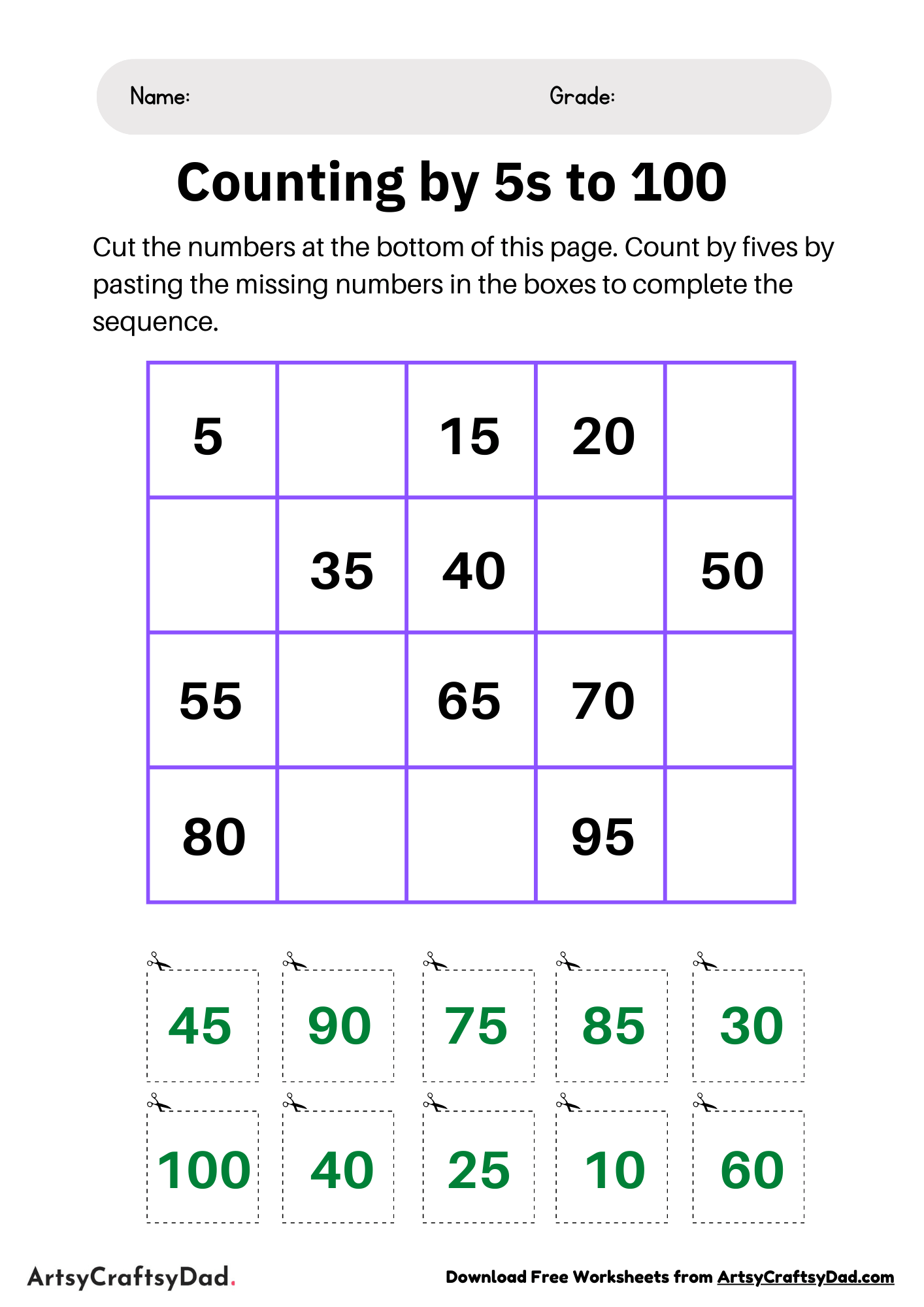 Skip Counting by 5_s (1 to 100) Worksheet 