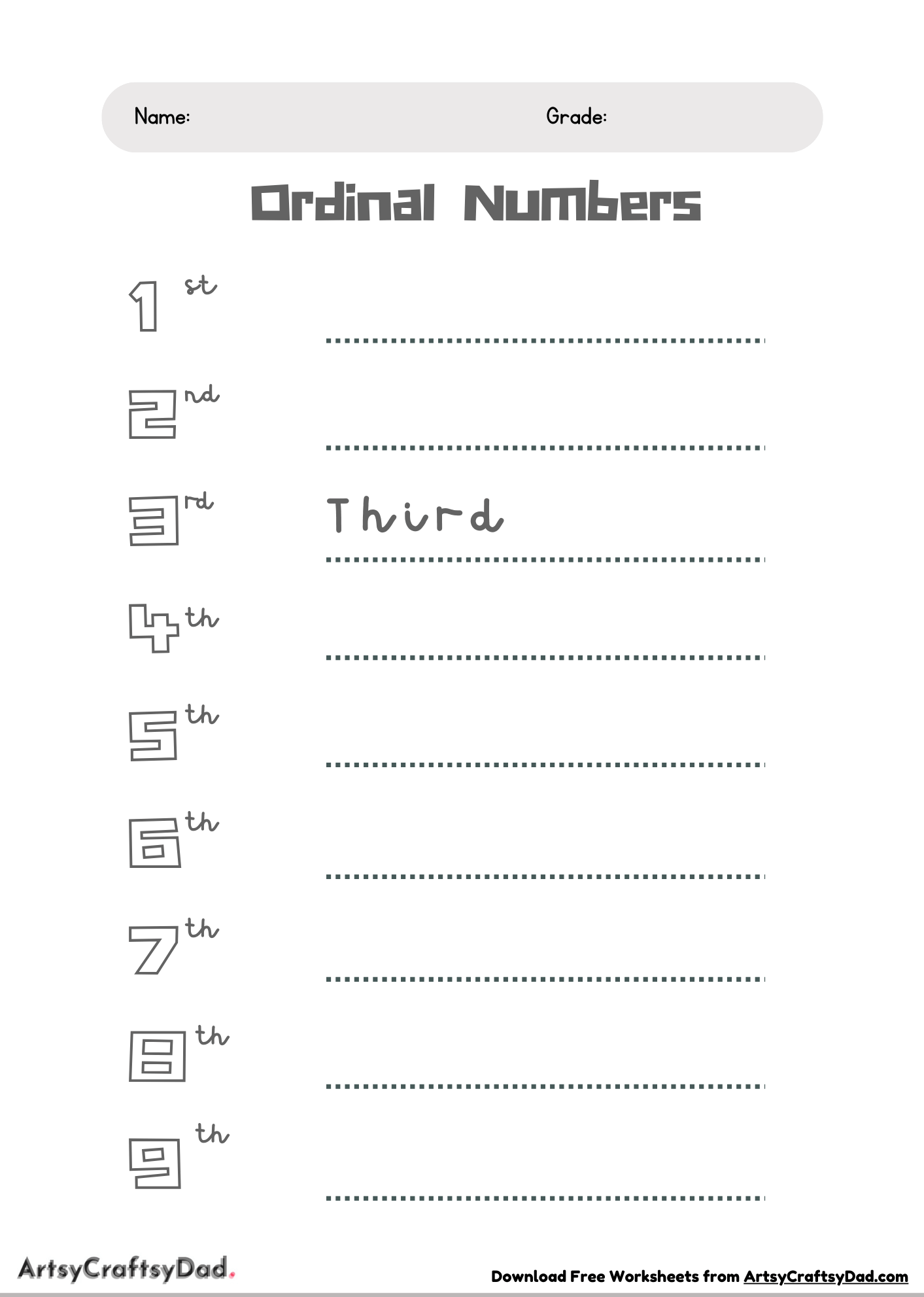 Spell the Ordinal Numbers Worksheet