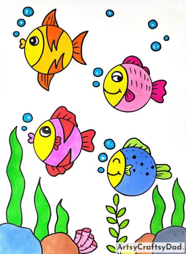 Unique Fish Drawing Art Ideas For Kids