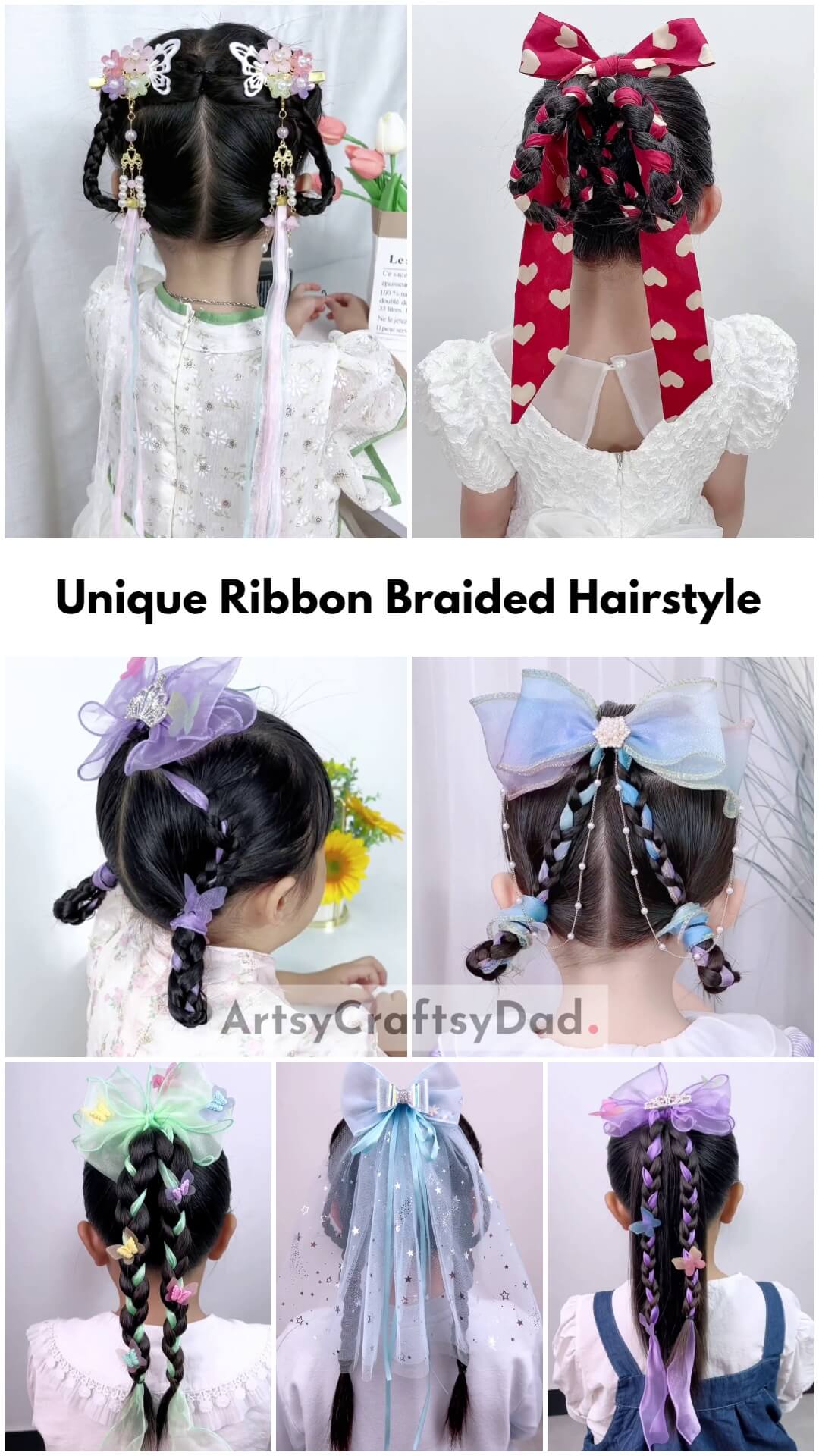 Unique Ribbon Braided Hairstyle for Kids