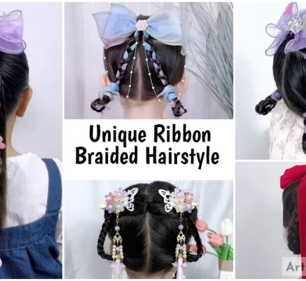 Unique Ribbon Braided Hairstyle for Kids